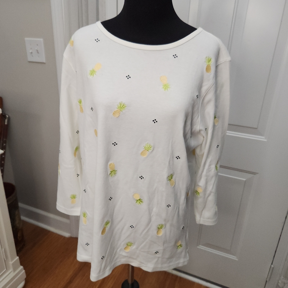 NWOT Talbots Pineapples Right Side Up and Upside Down Size XL